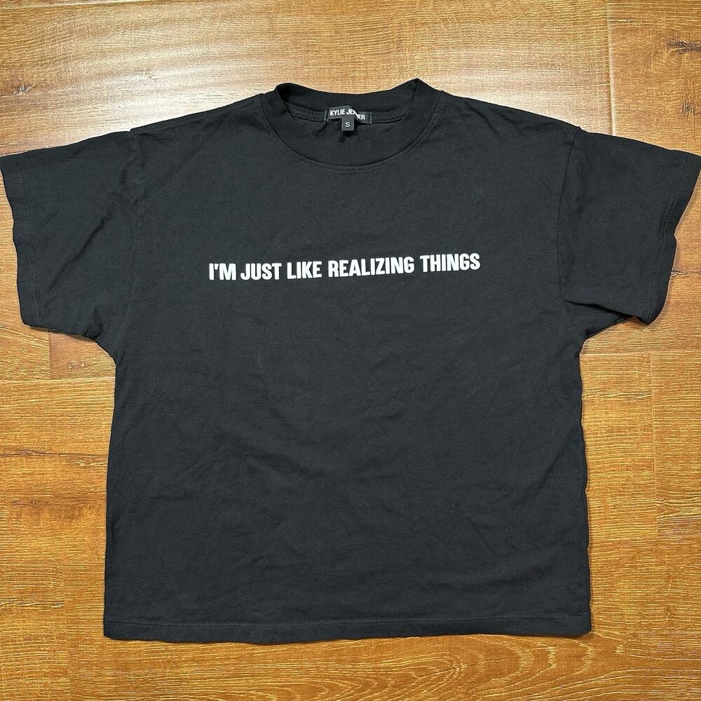Kylie Jenner Oversized T Shirt Womens S Black Boxy Im Just Realizing Kardashian